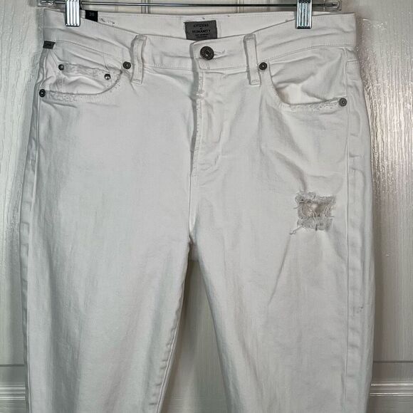 COH Citizens of Humanity Rocket Crop High Rise White Jeans Sz 28 Distressed - Picture 2 of 12